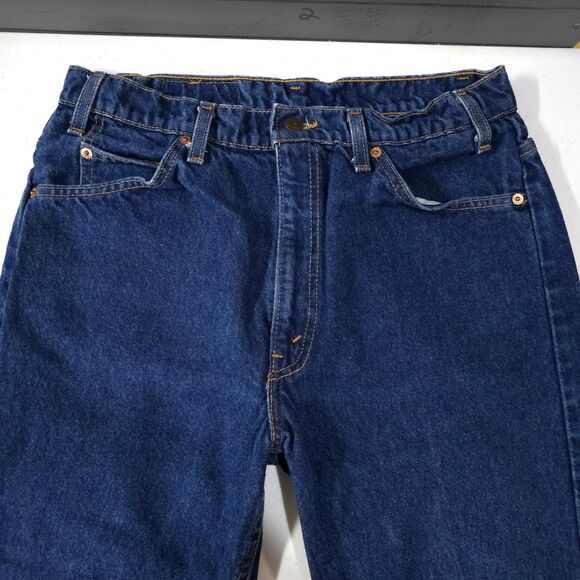 Levis 505 Orange Tab Jeans 34x30 VTG Mens USA Dark Wash Straight Dressy Western - Picture 14 of 16